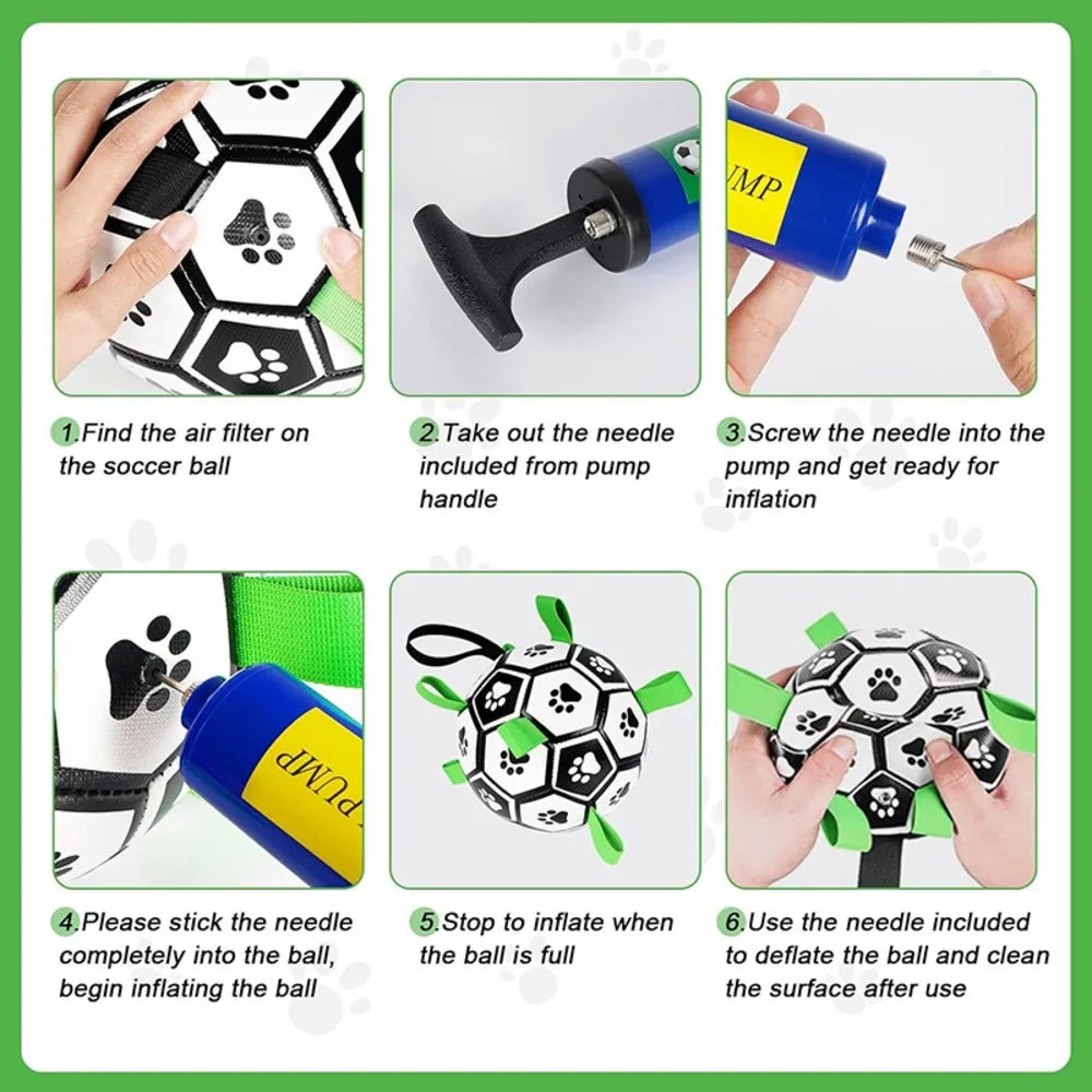 Durable Soccer Ball Dog Toy w/Straps