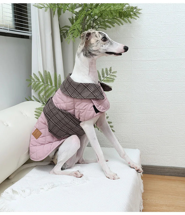 Luxury Quilted Vintage Plaid Dog Coat