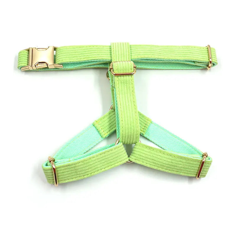 Fashion Corduroy Dog Harness w/Gold Metal Buckle