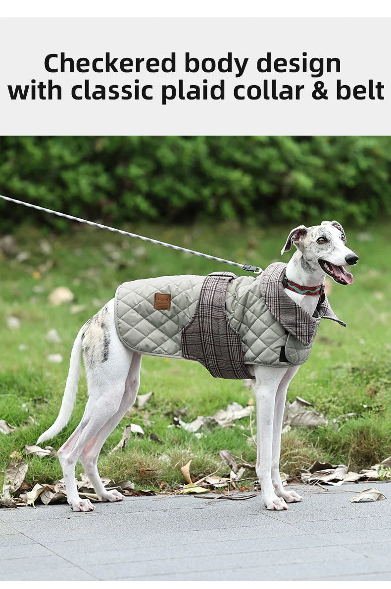 Luxury Quilted Vintage Plaid Dog Coat