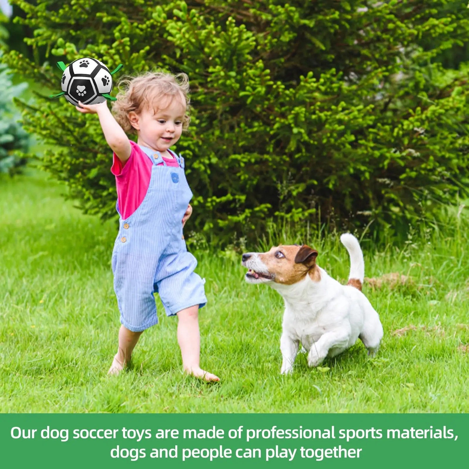 Durable Soccer Ball Dog Toy w/Straps