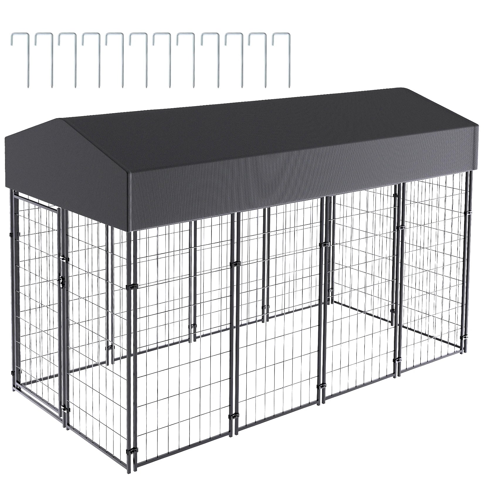 Large Outdoor Dog Kennel w/Water Proof Canopy Cover