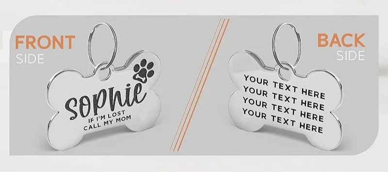Engraved Stainless Steel Bone-Shaped Dog Collar ID Tag
