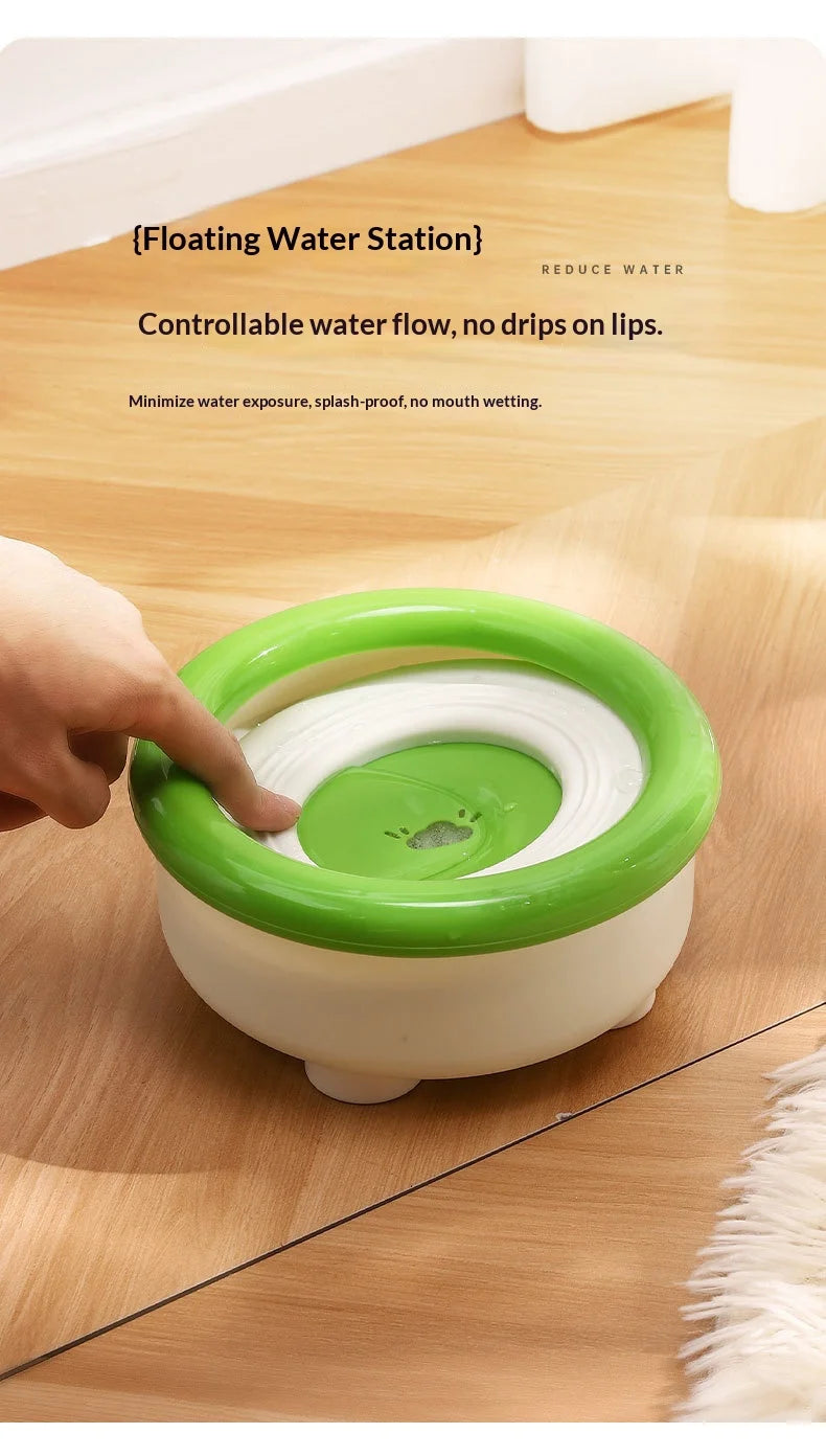 Anti-Splash Floating Pet Water Bowl w/Filter