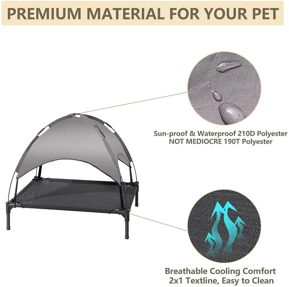 Elevated Cooling Dog Bed w/Removable Canopy Shade Tent