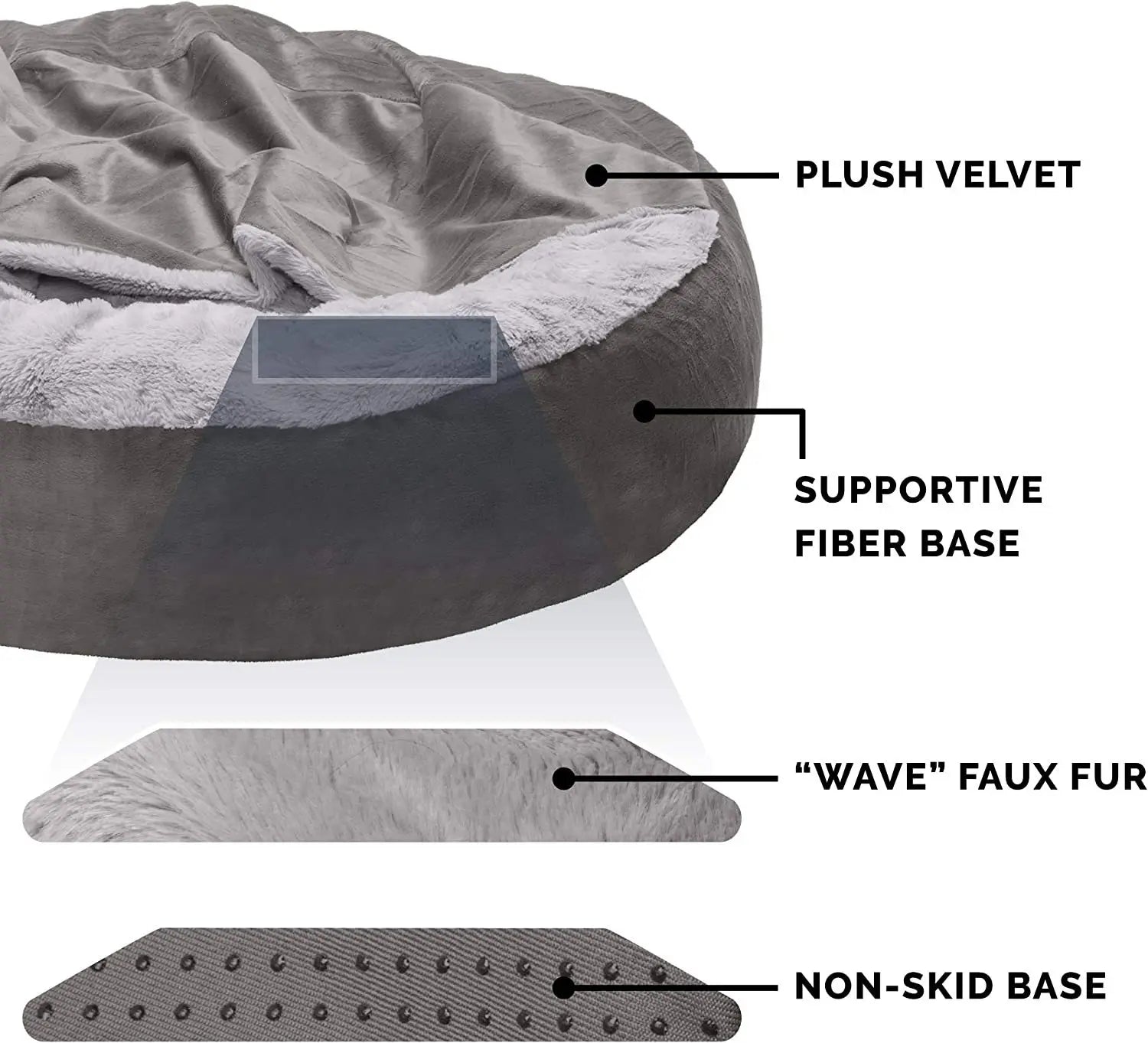 Plush Cozy Donut Cuddler Hooded Pet Bed