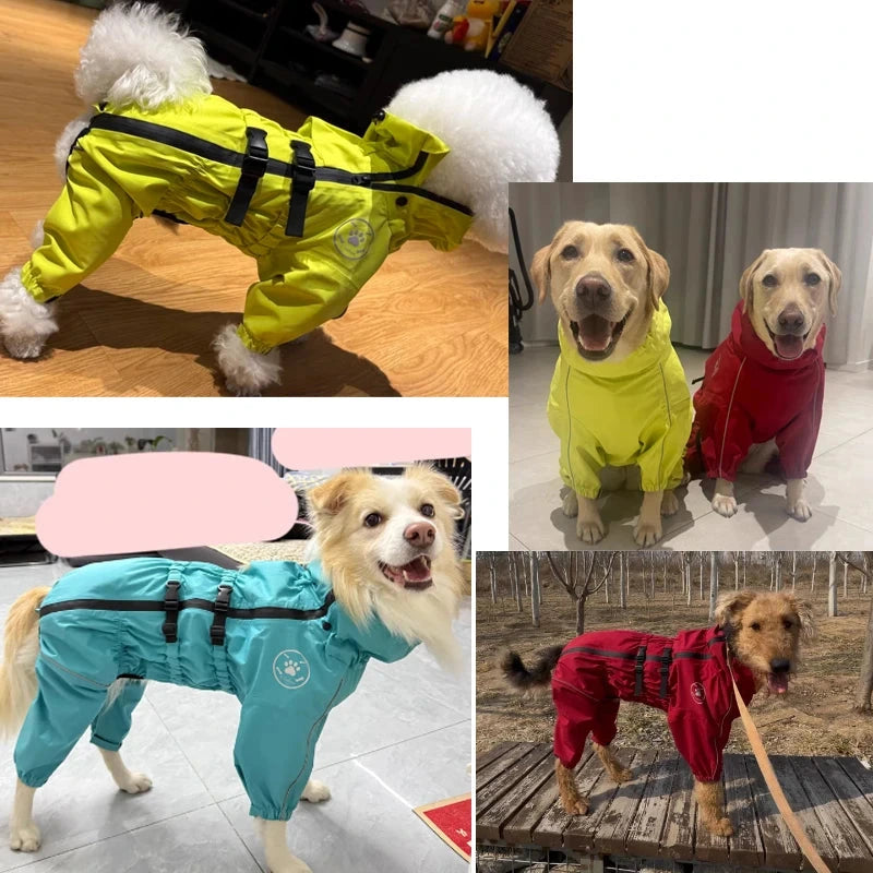 Adjustable Waterproof Dog Jump Suit w/Detachable Hood