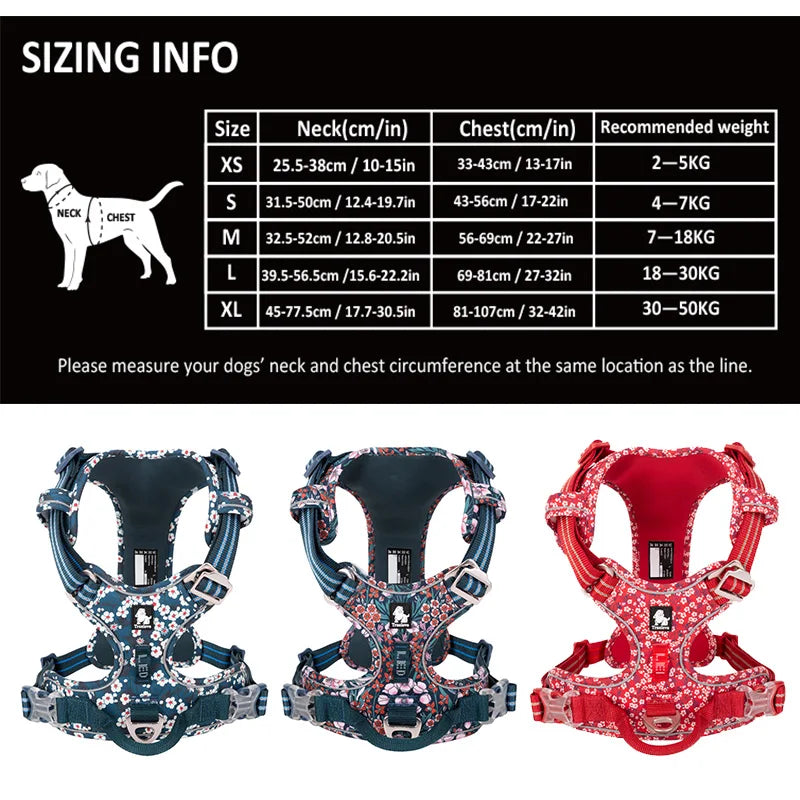 Floral No-Pull Adjustable Safety Dog Harness