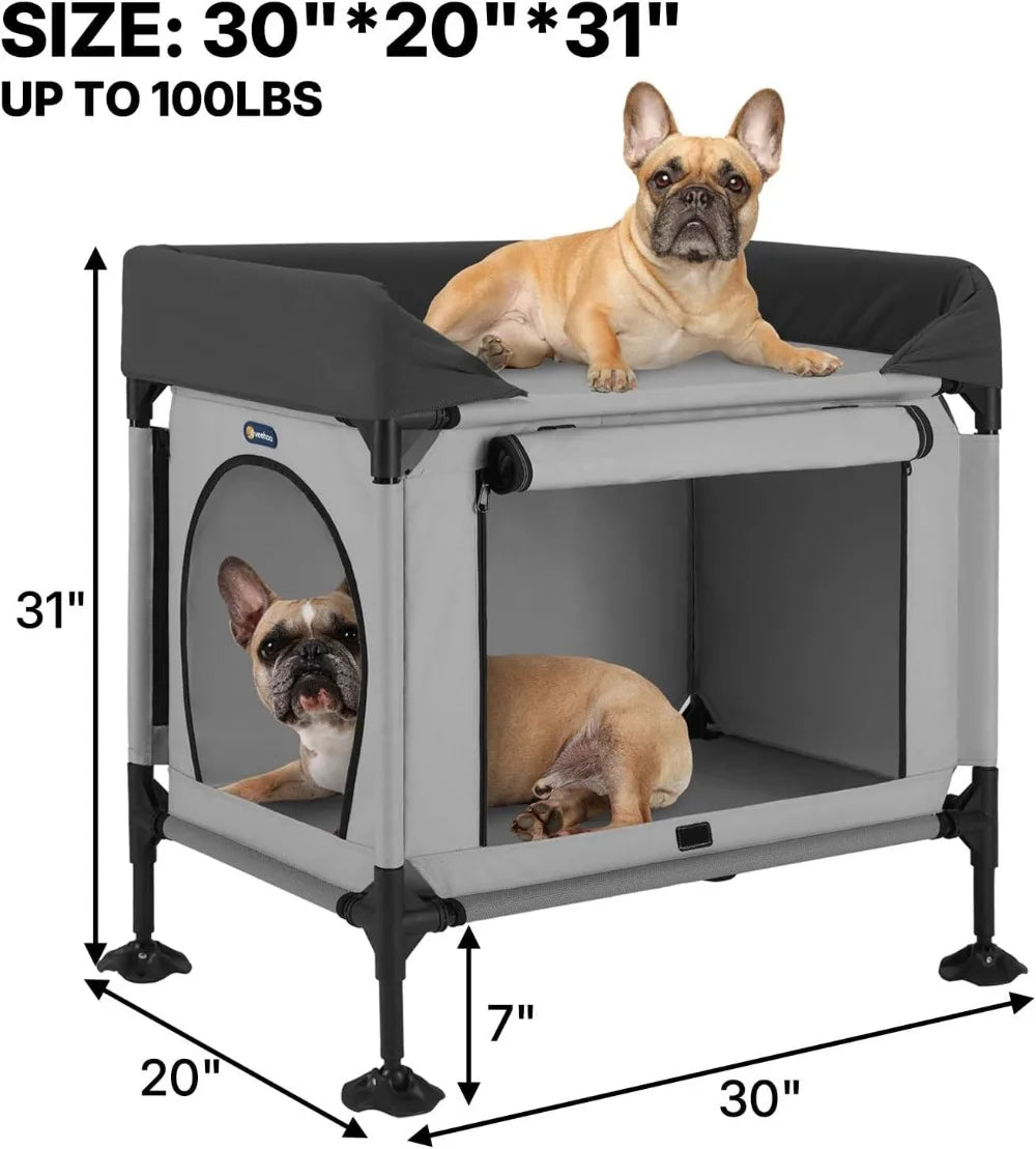 2-Tier Elevated Pet Bunk Bed w/Window Perch