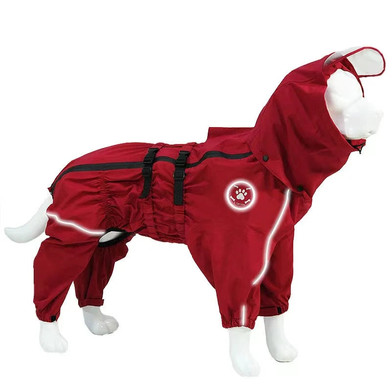 Adjustable Waterproof Dog Jump Suit w/Detachable Hood