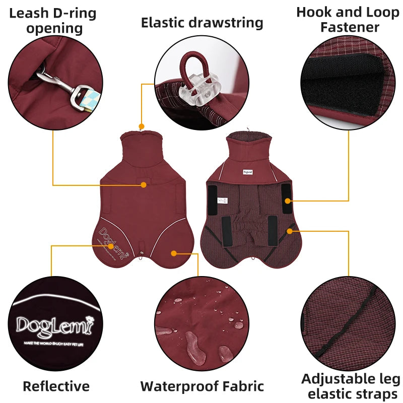 Winter Waterproof Insulated Softshell Dog Parka