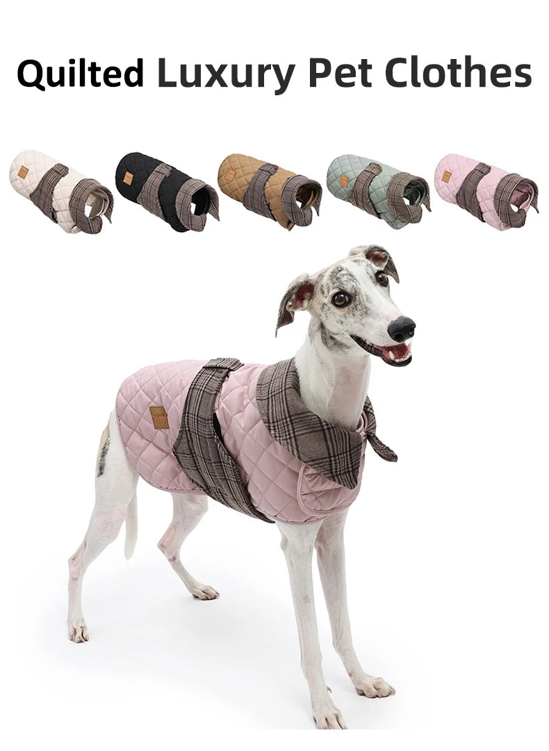 Luxury Quilted Vintage Plaid Dog Coat