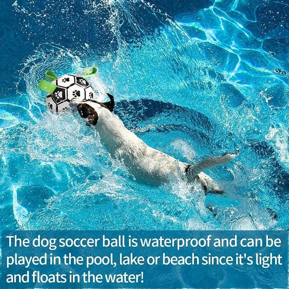 Durable Soccer Ball Dog Toy w/Straps