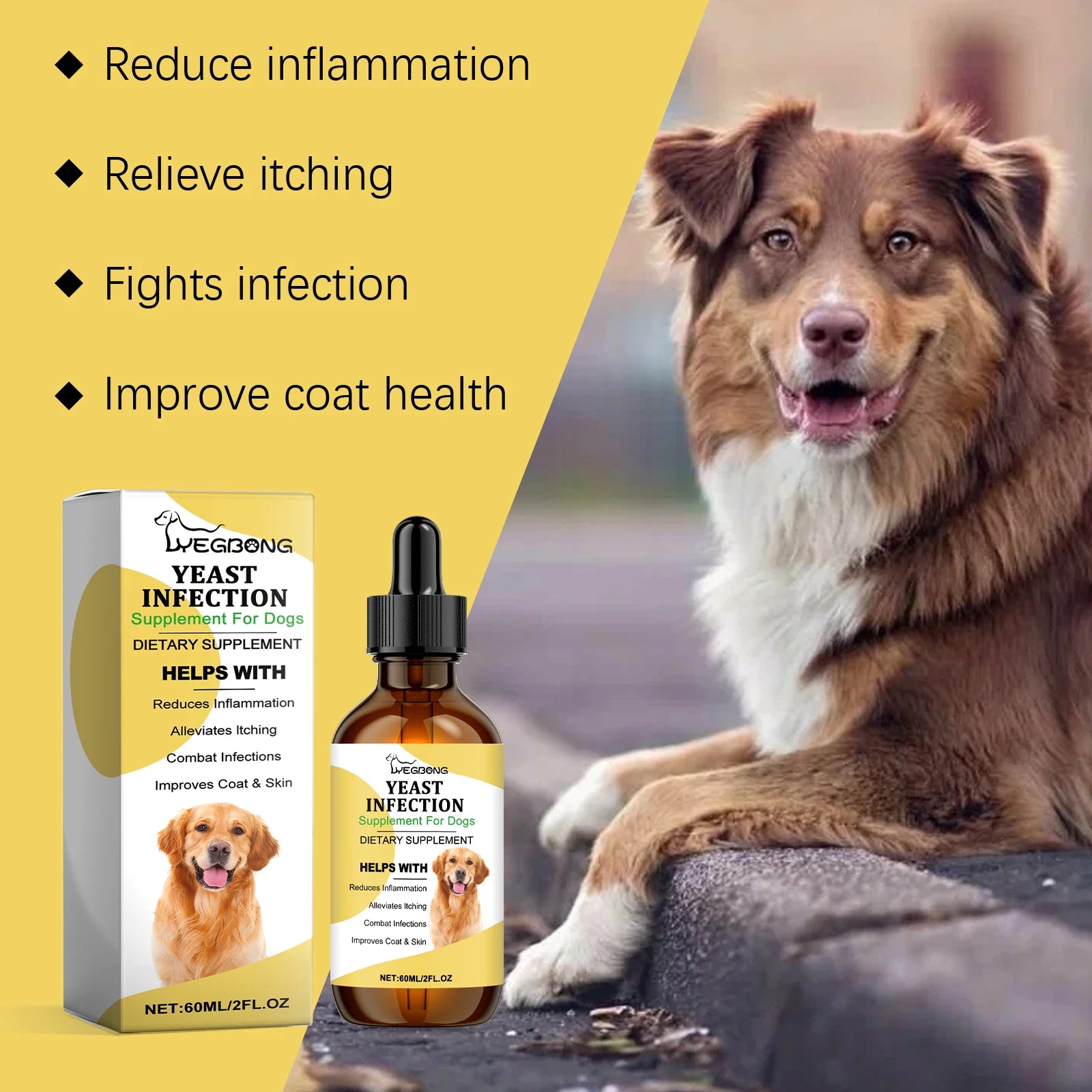 Natural Anti-Inflammatory Pet Yeast Infection Herbal Supplement Drops