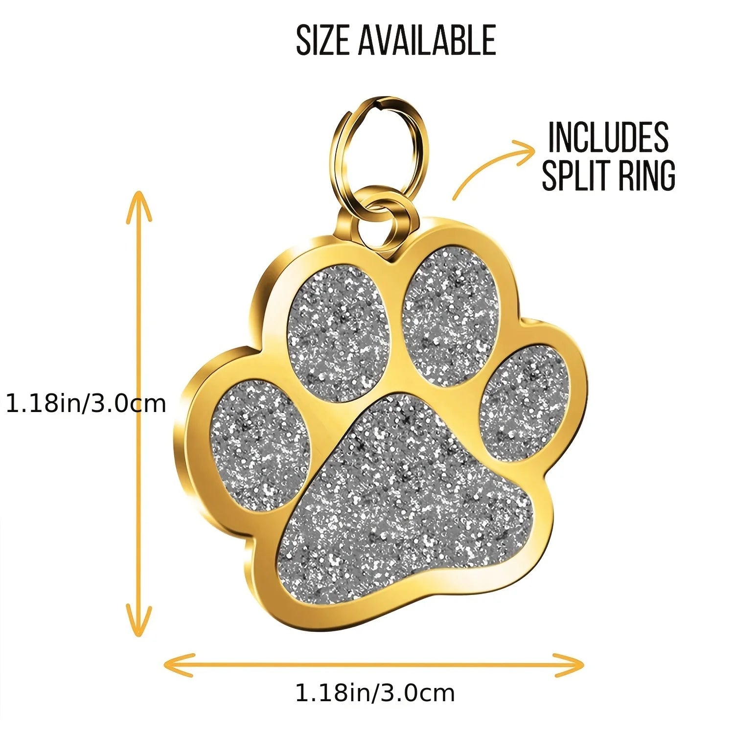 Glitter Paw Engraved Pet ID Tag