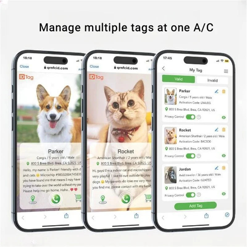 QR Code Personalized Smart Pet ID Pendant