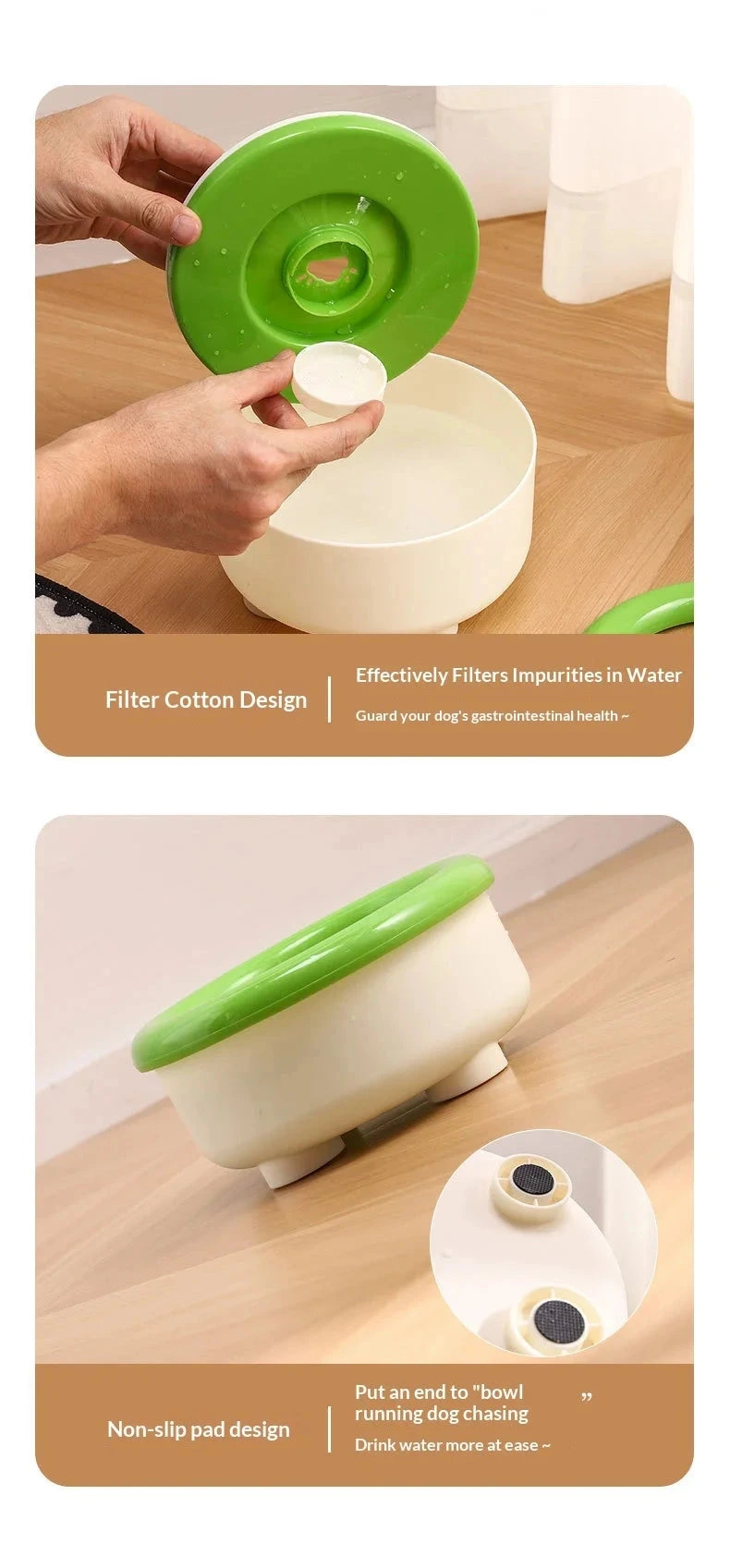 Anti-Splash Floating Pet Water Bowl w/Filter