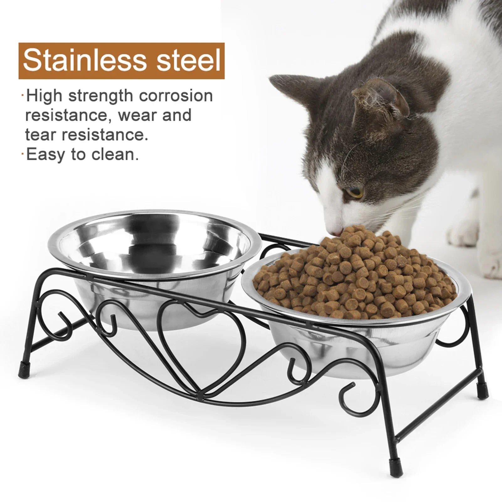 Elevated Stainless Steel Double Bowl Pet Stand