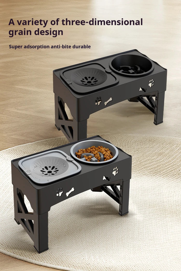 Stainless Steel 3-In-1 Adjustable Elevated Dog Feeding Station