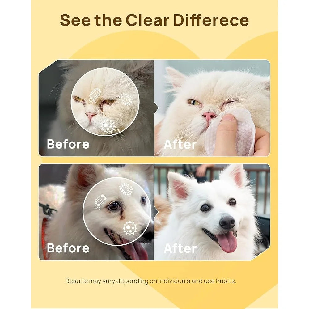 100PC Coconut Oil Gentle Cleaning Hypoallergenic Pet Eye Wipes
