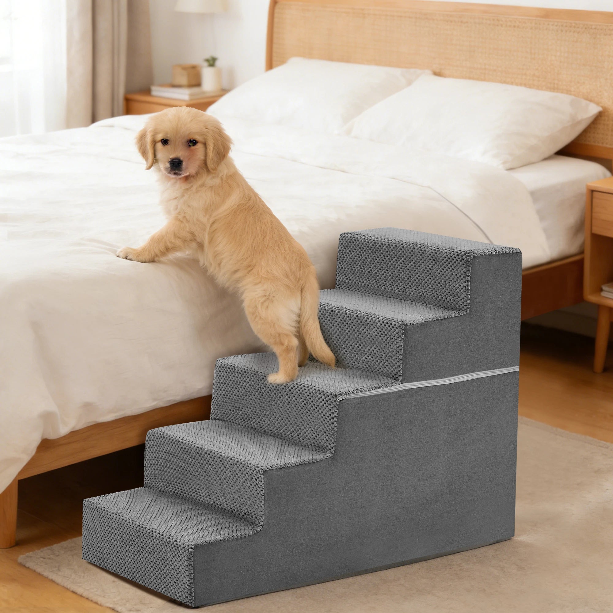 JHK Right Angled Non-Slip Foam Dog Stairs