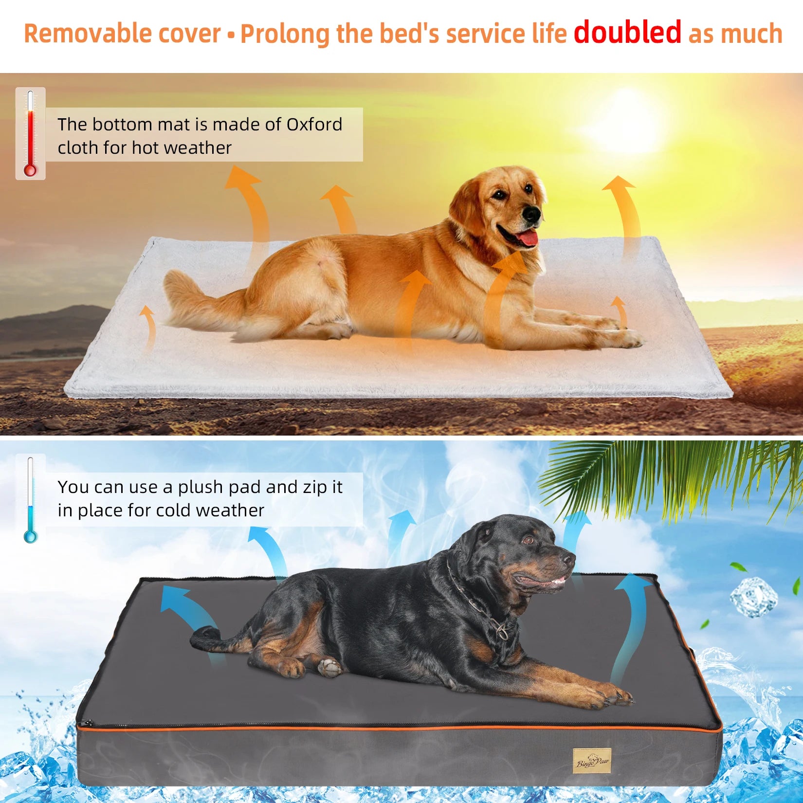 Padded Orthopedic Dog Foam Cushion Bed w/Washable Cover