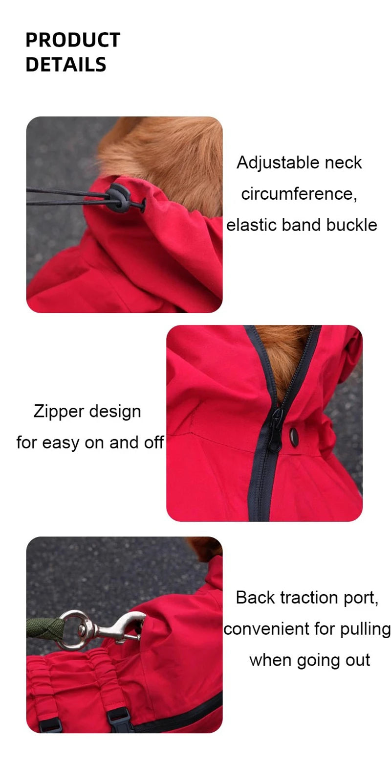 Adjustable Waterproof Dog Jump Suit w/Detachable Hood