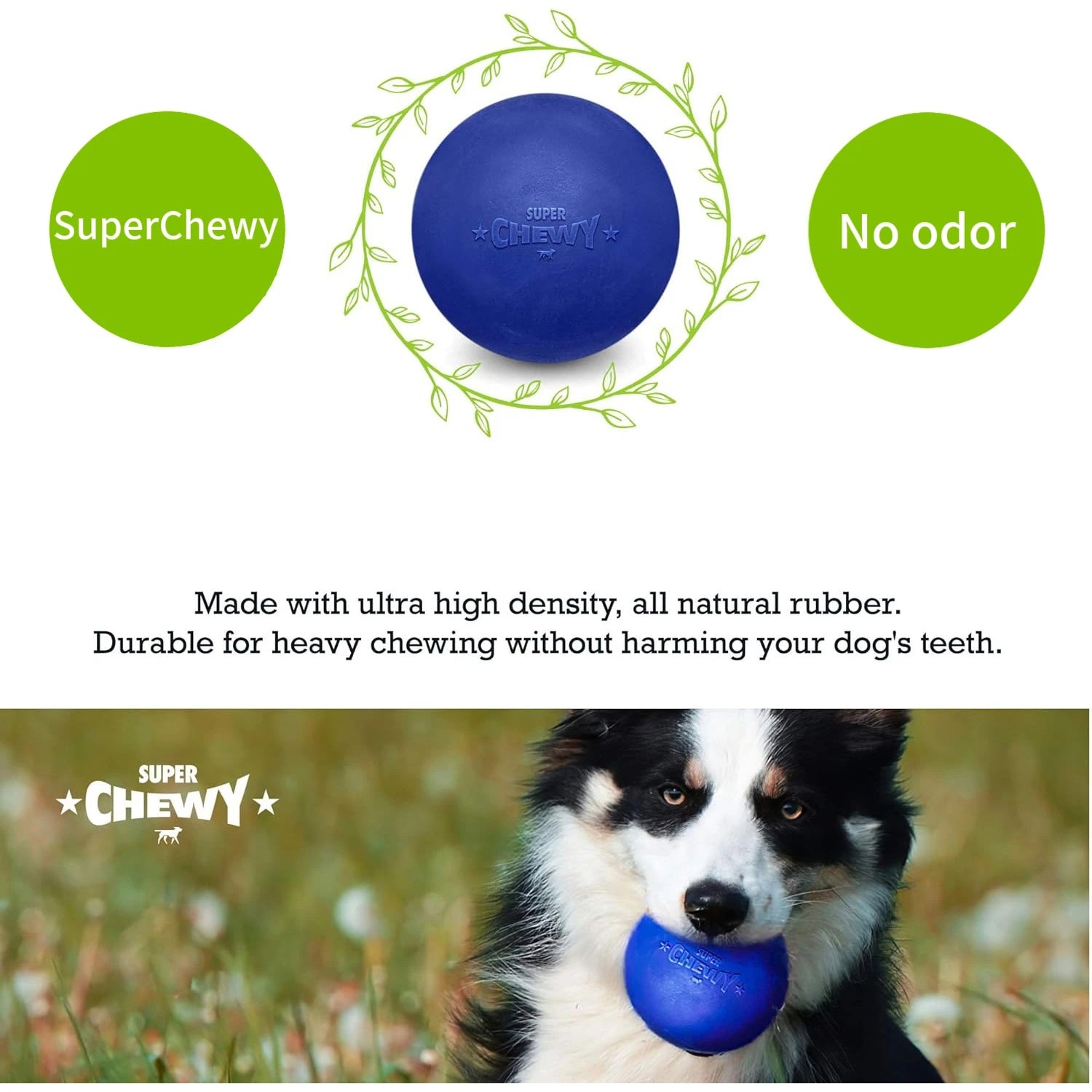 Super Chewy Tough Natural Rubber Dog Ball