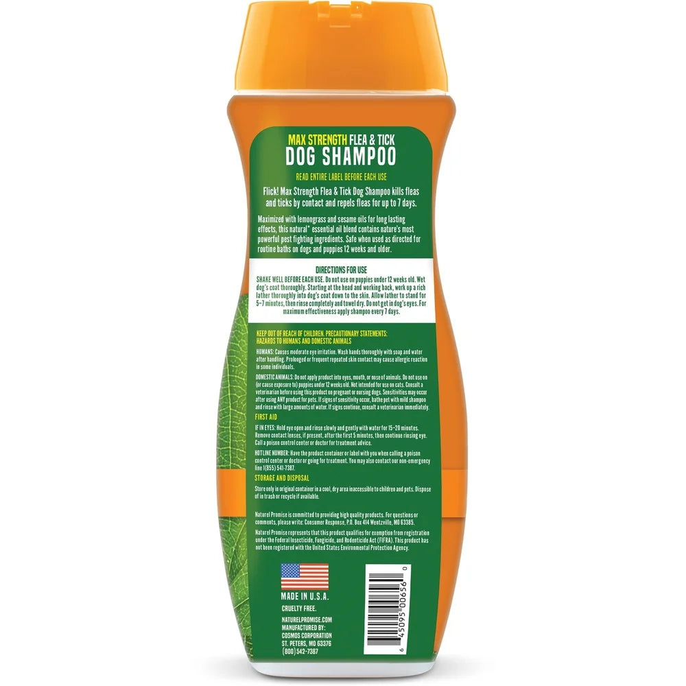 Max Strength Essential Oil Natural Dog Flea & Tick Shampoo