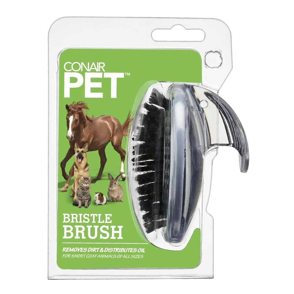 Palm Held Boar Bristle Pet Brush w/Ergonomic Grip