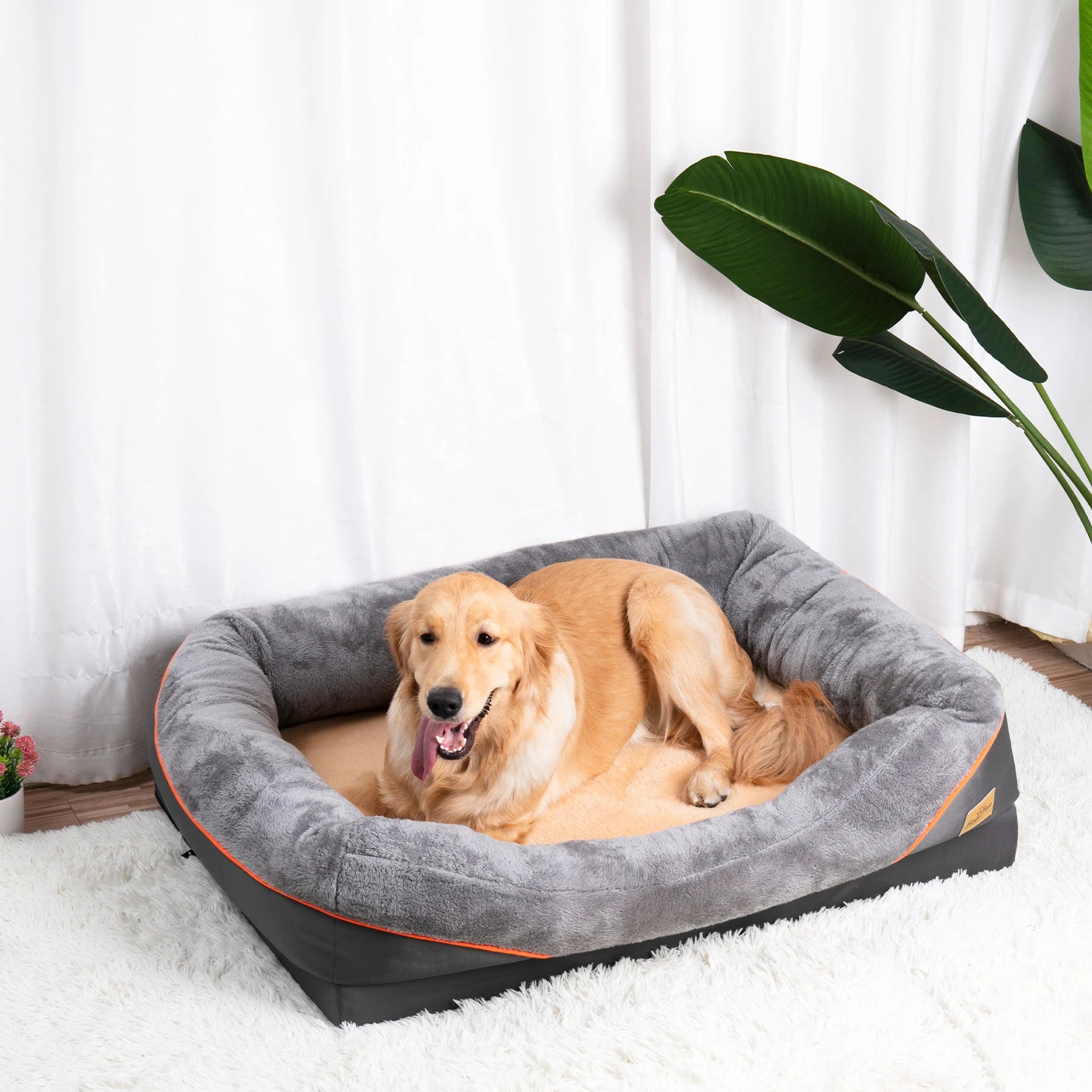 Cozy Comfortable Large Bolster Dog Bed