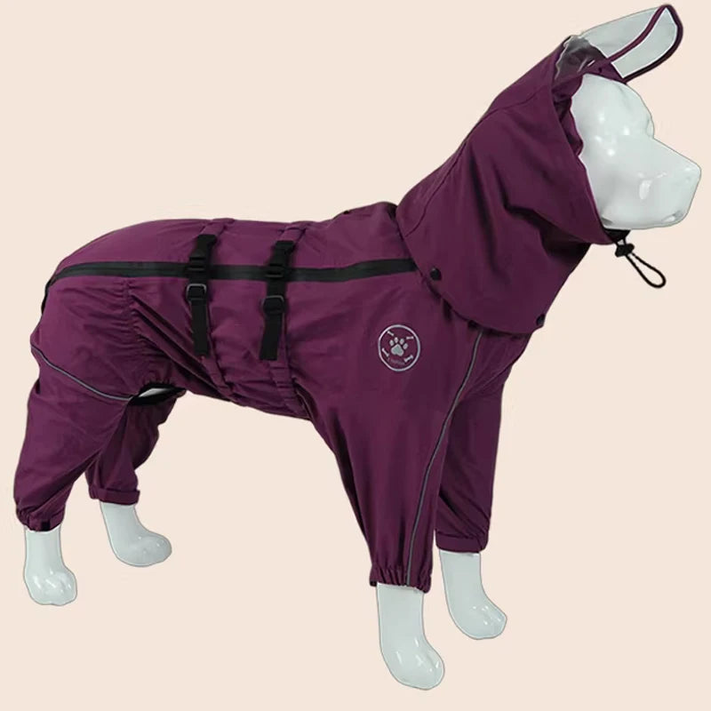 Adjustable Waterproof Dog Jump Suit w/Detachable Hood