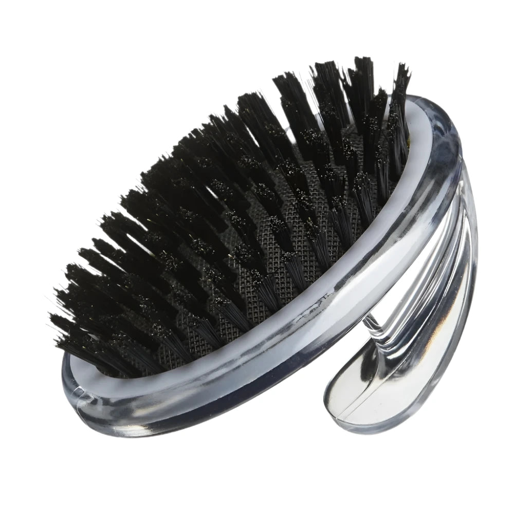 Palm Held Boar Bristle Pet Brush w/Ergonomic Grip