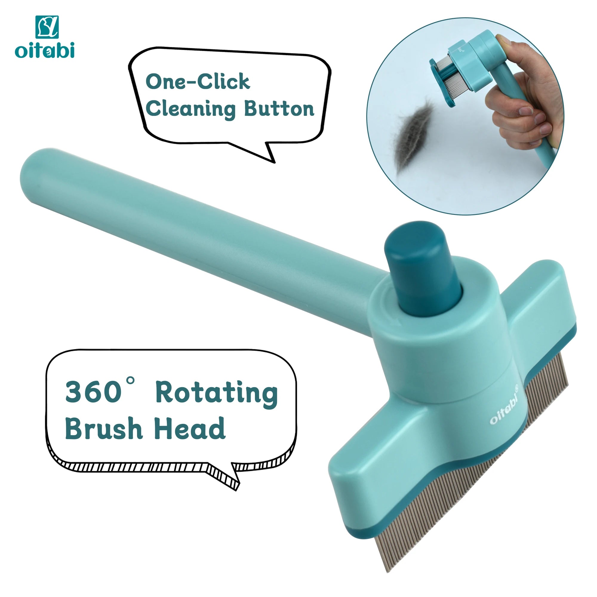 Rotatable Pet Flea & Tick Removal De-Shedding Comb