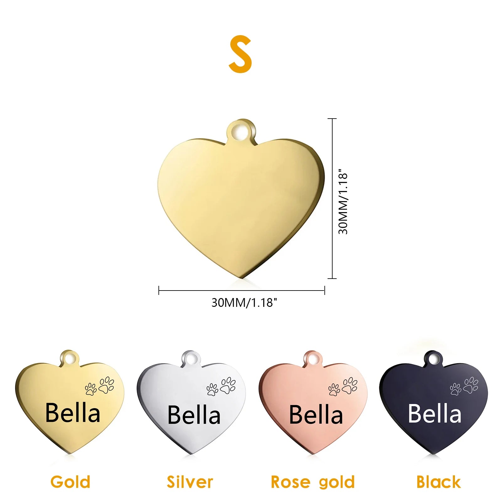 Multi-Shaped Custom Engraved Stainless Steel Pet ID Tag