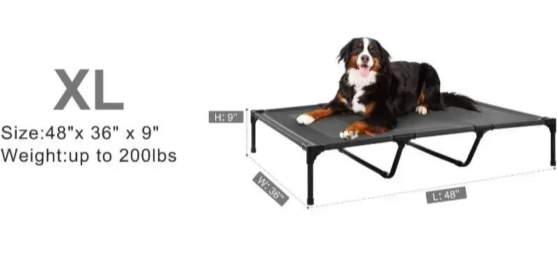 Elevated X-Large Cooling Dog Bed w/Support Bars