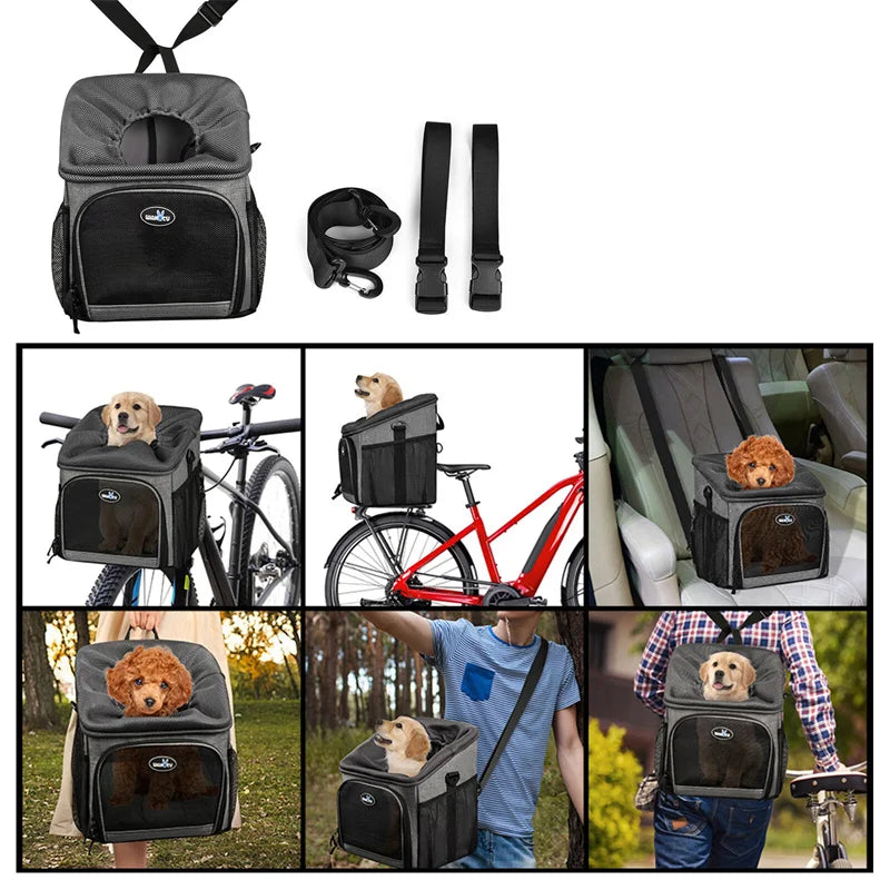 Detachable Bike Basket & Car Seat Pet Backpack Carrier