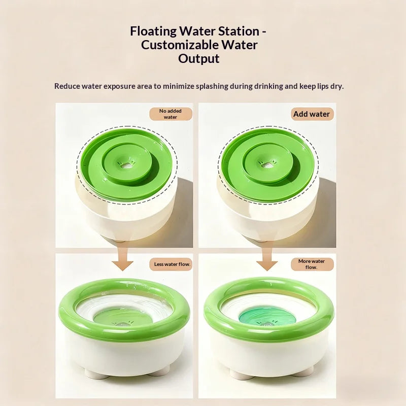 Anti-Splash Floating Pet Water Bowl w/Filter