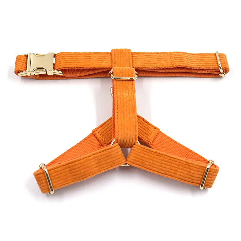 Fashion Corduroy Dog Harness w/Gold Metal Buckle