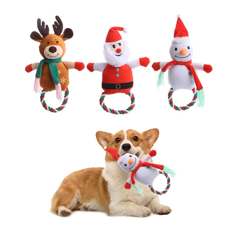 Christmas Series Stuffed Plush Dog Rope Toys