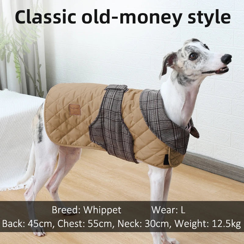 Luxury Quilted Vintage Plaid Dog Coat