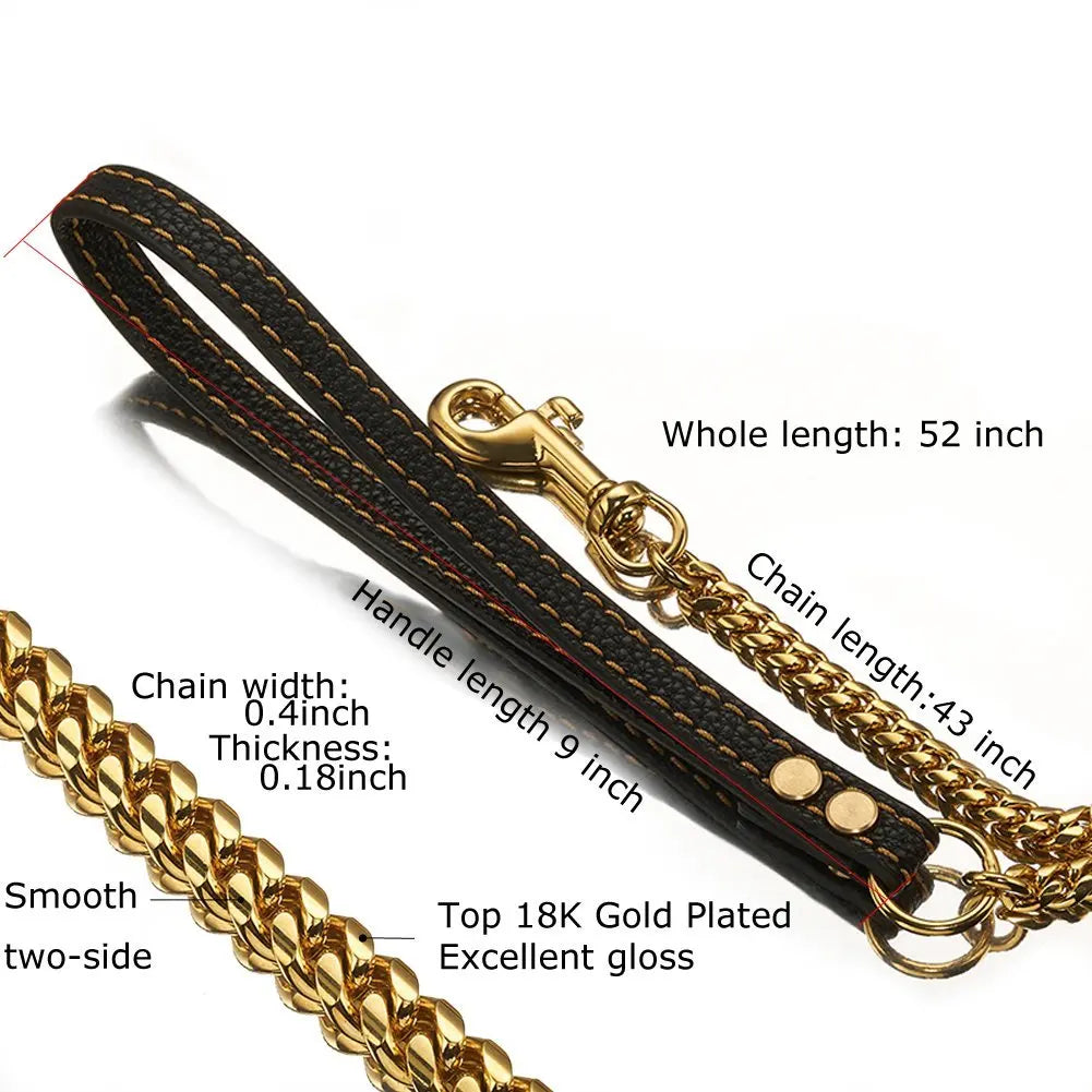 Stainless Steel Cuban Chain Style Dog Leash