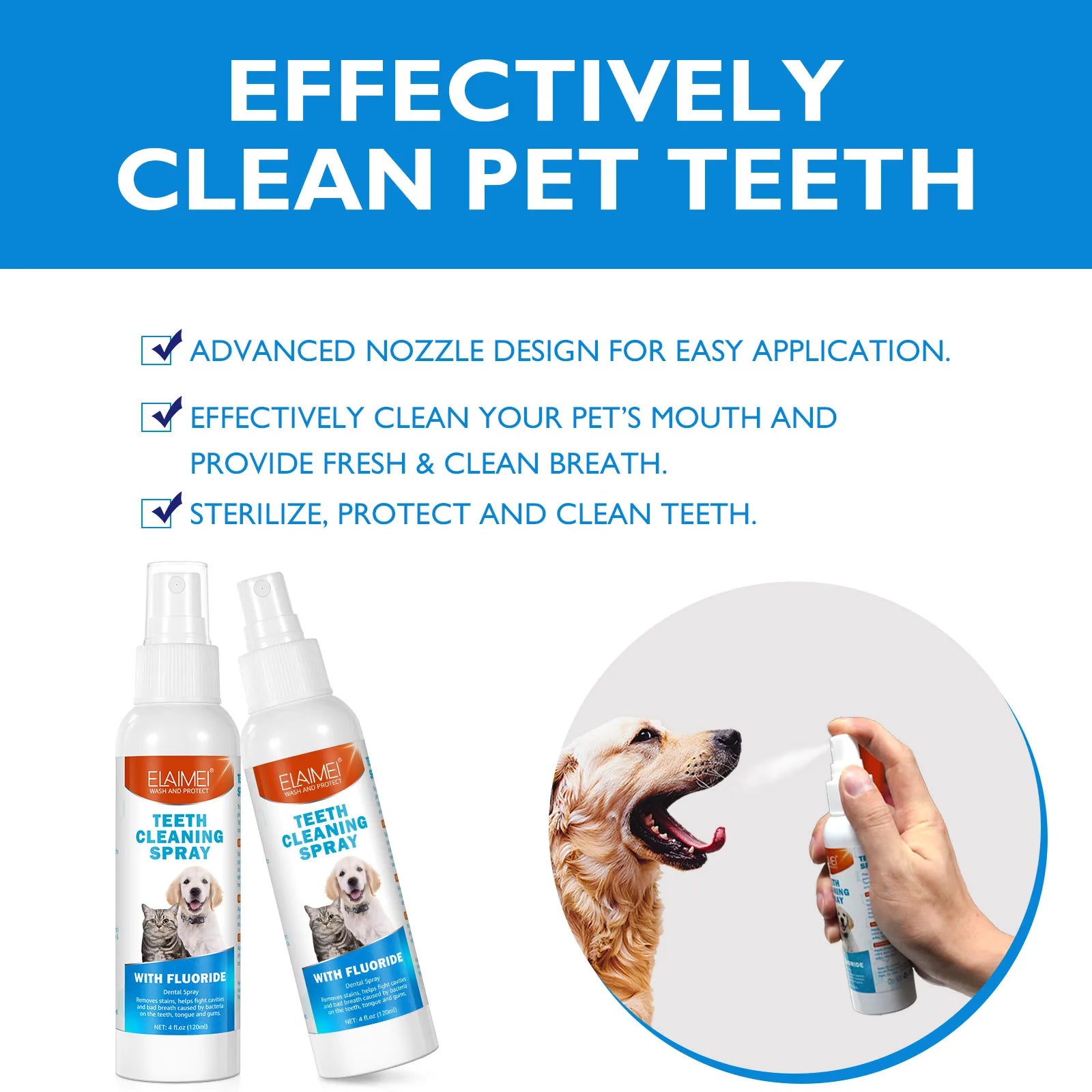 Pet Teeth Cleaning Dental Spray w/Fluoride