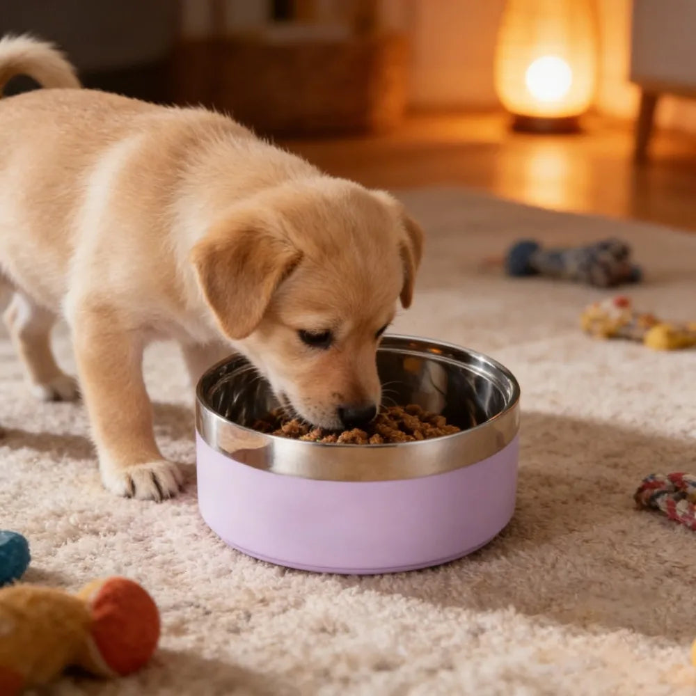 Custom Engraved Stainless Steel Non-Slip Double Layer Pet Bowl