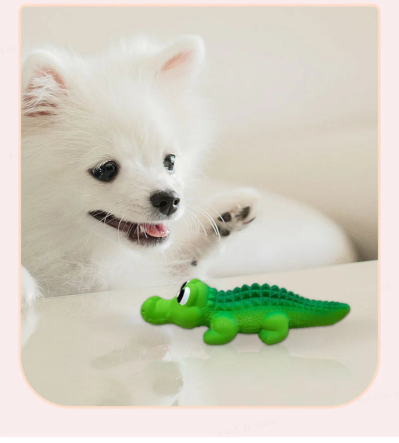 Squeaky Rubber Crocodile Dog Chew Toy