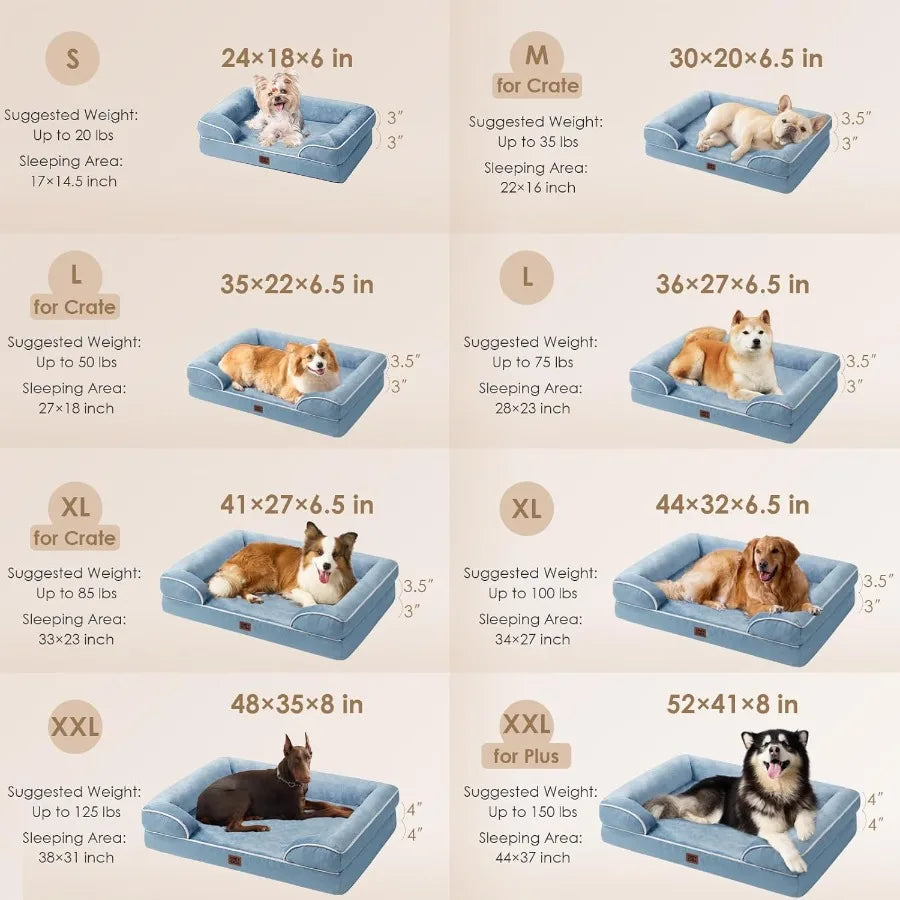 Orthopedic Pet Bed w/Waterproof Memory Foam & Supportive Egg-Crate Design