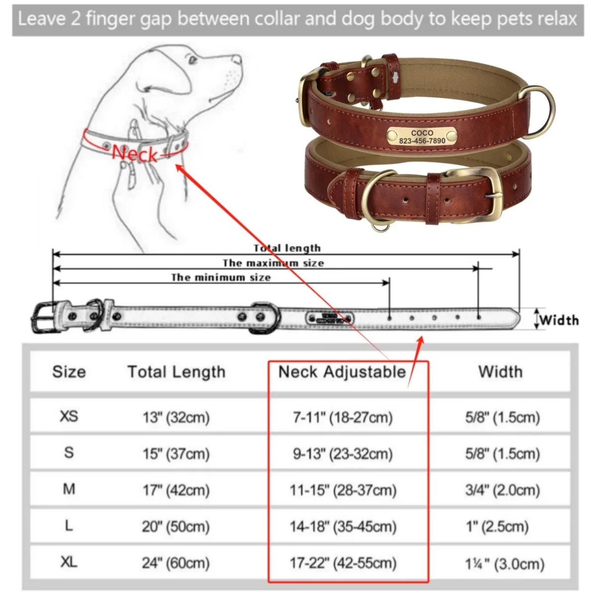 Customized Soft Padded Leather Dog Collar