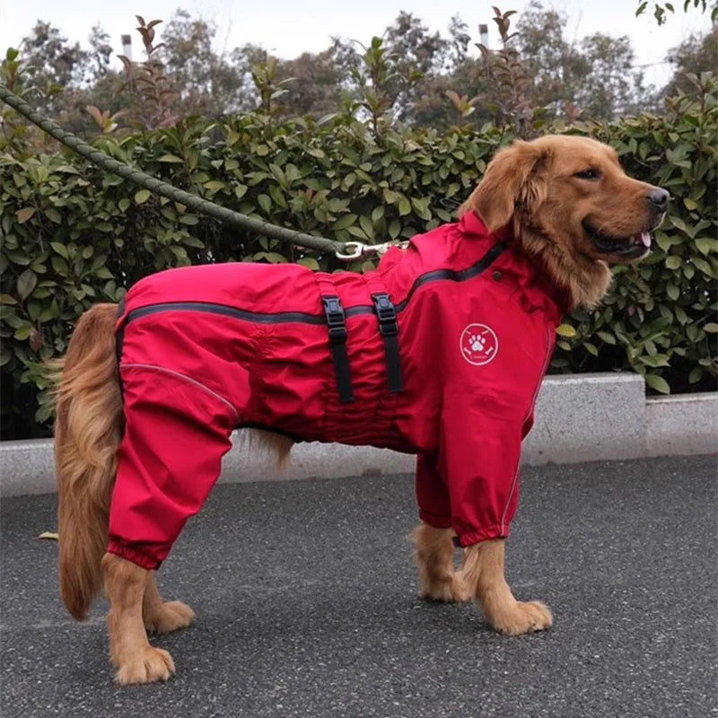Adjustable Waterproof Dog Jump Suit w/Detachable Hood