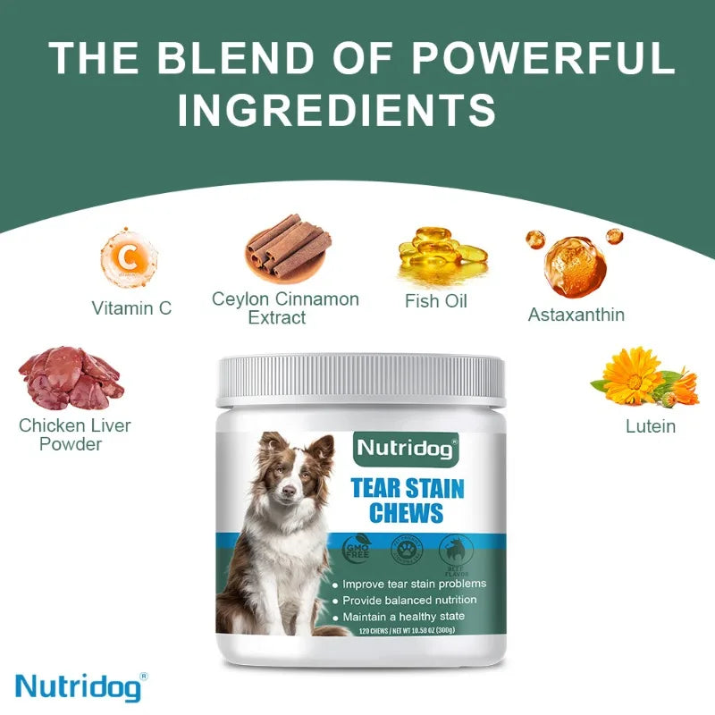 Tear Stain & Eye Health Dog Chews w/Cranberries & Vitamins