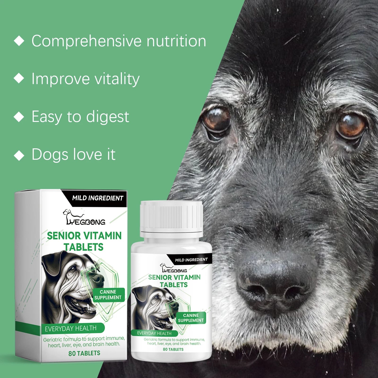 Senior Dog Metabolism & Immunity Boosting Multi-Vitamin Supplement Tablets